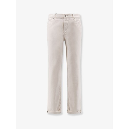 Traditional Fit white denim trousers