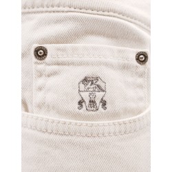 Traditional Fit white denim trousers