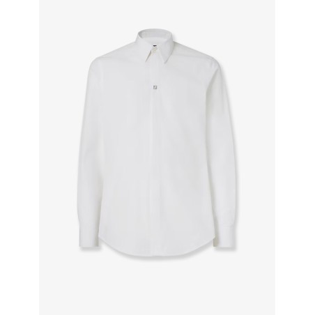 Cotton shirt with metal FF button