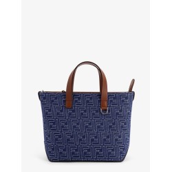 FF jacquard fabric and leather shopping bag