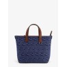 FF jacquard fabric and leather shopping bag