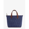 FF jacquard fabric and leather shopping bag