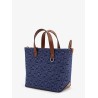 FF jacquard fabric and leather shopping bag