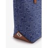 FF jacquard fabric and leather shopping bag