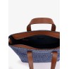 FF jacquard fabric and leather shopping bag