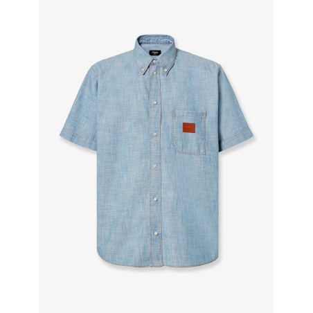 Cotton shirt with denim effect