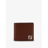 Leather and FF jacquard fabric bifold wallet