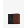 Leather and FF jacquard fabric bifold wallet