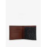Leather and FF jacquard fabric bifold wallet