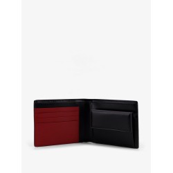 FF jacquard fabric and leather bifold wallet
