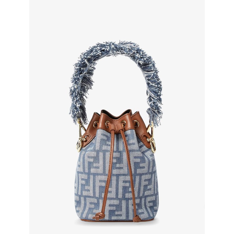 Mon Tresor jacquard FF fabric and leather bucket bag