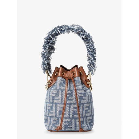 Mon Tresor jacquard FF fabric and leather bucket bag