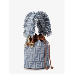 Mon Tresor jacquard FF fabric and leather bucket bag