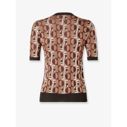 Viscose sweater with Optical Fendi motif