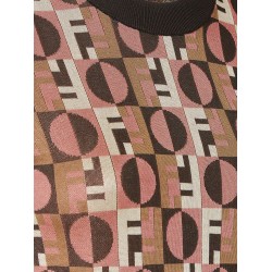 Viscose sweater with Optical Fendi motif