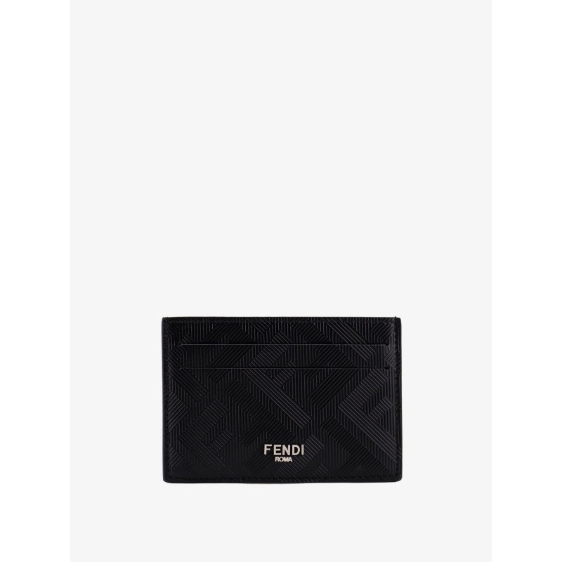 Leather cardholder with FF motif