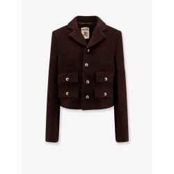Wool blend blazer with metal buttons