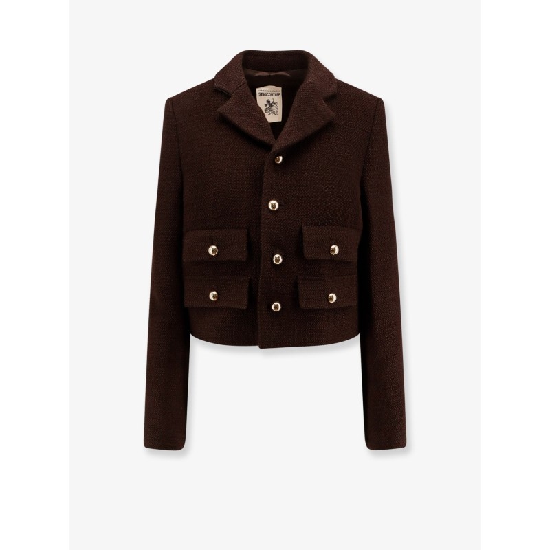 Wool blend blazer with metal buttons