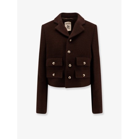 Wool blend blazer with metal buttons