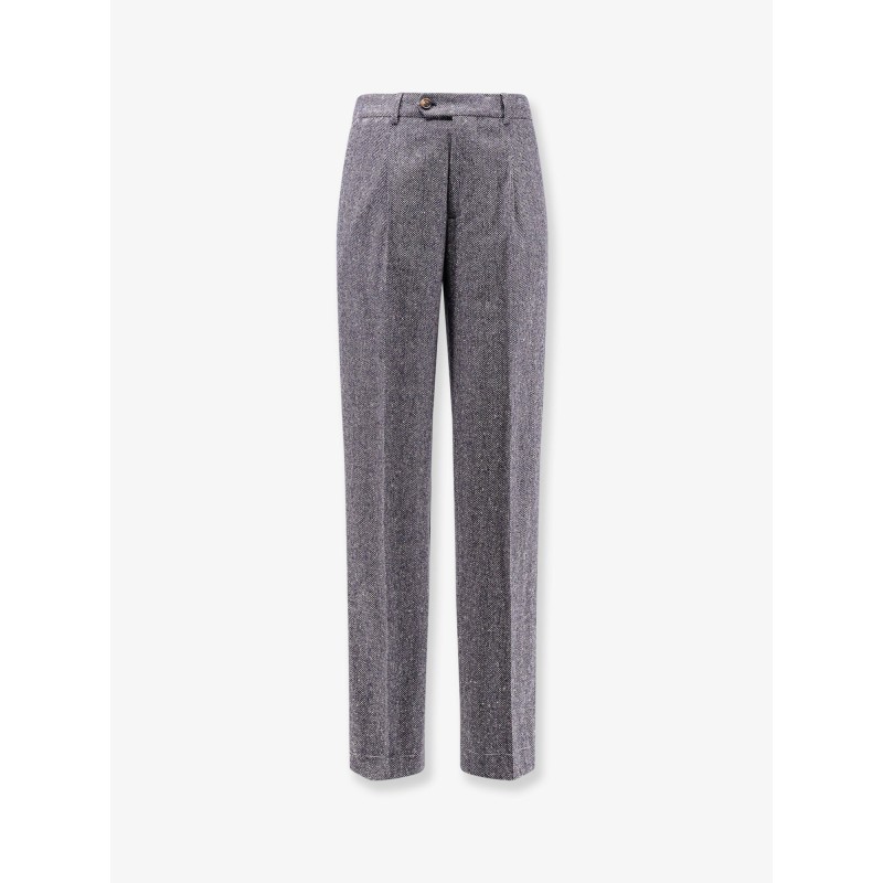 Herringbone wool and cashmere trousers