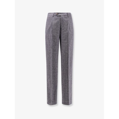 Herringbone wool and cashmere trousers