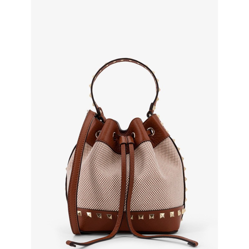 Rockstud Spike canvas and leather shoulder bag
