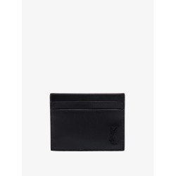 Leather card holder with frontal monogram