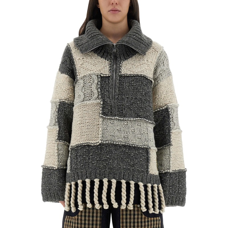 PATCHWORK JERSEY WITH BANGS