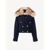 Virgin wool blend jacket with fur collar