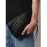 Leather clutch with woven effect