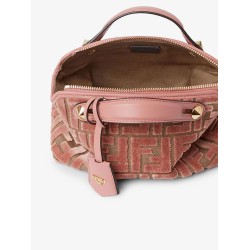 By The Way Soft Mini FF jacquard velvet and leather shoulder bag