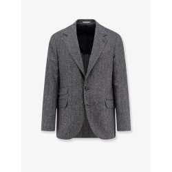 Herringbone wool and cashmere blazer