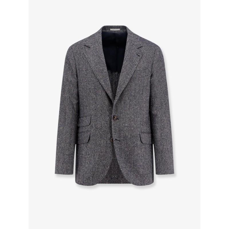 Herringbone wool and cashmere blazer