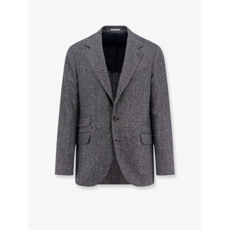 Herringbone wool and cashmere blazer