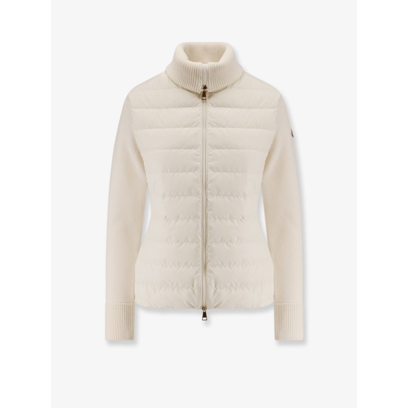 Nylon down jacket with virgin wool inserts