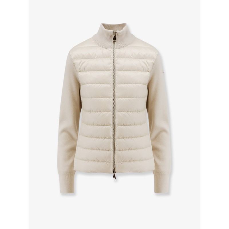 Nylon down jacket with virgin wool inserts