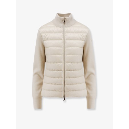 Nylon down jacket with virgin wool inserts