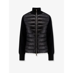 Nylon down jacket with virgin wool inserts