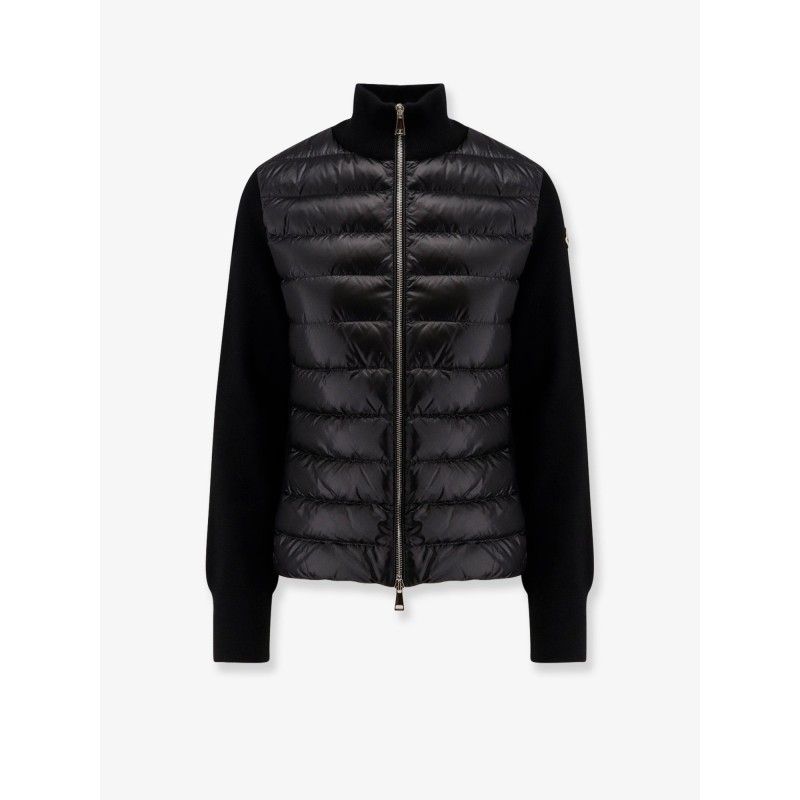 Nylon down jacket with virgin wool inserts