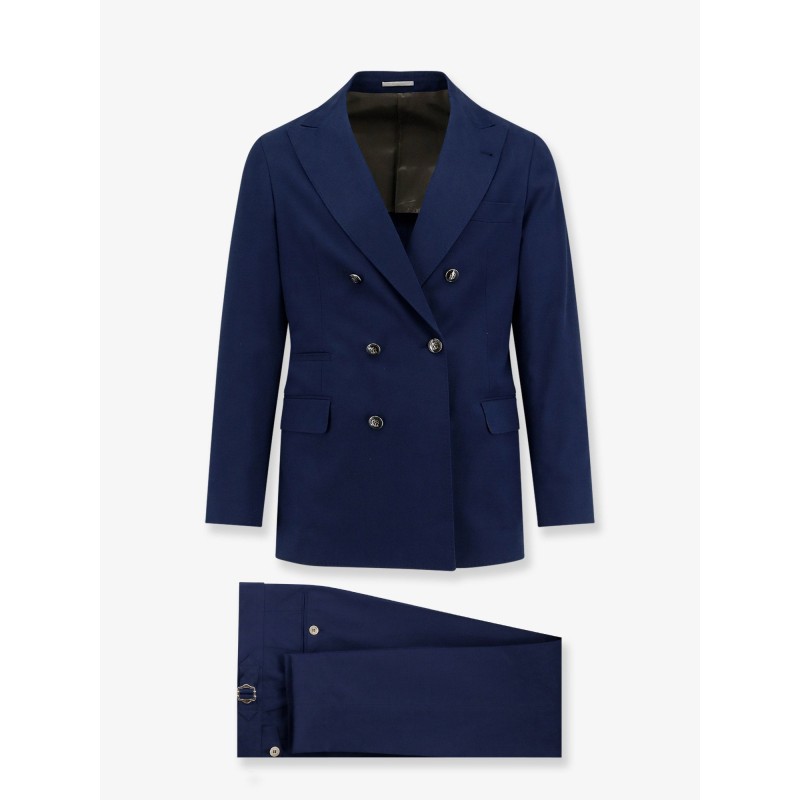 Double-breasted cotton and cashmere suit
