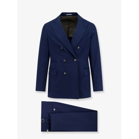 Double-breasted cotton and cashmere suit