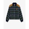 Tartan wool jacket with suede inserts