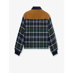 Tartan wool jacket with suede inserts