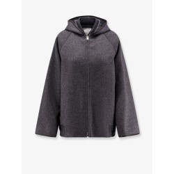 Wool jacket with leather profiles