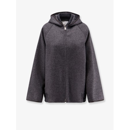 Wool jacket with leather profiles