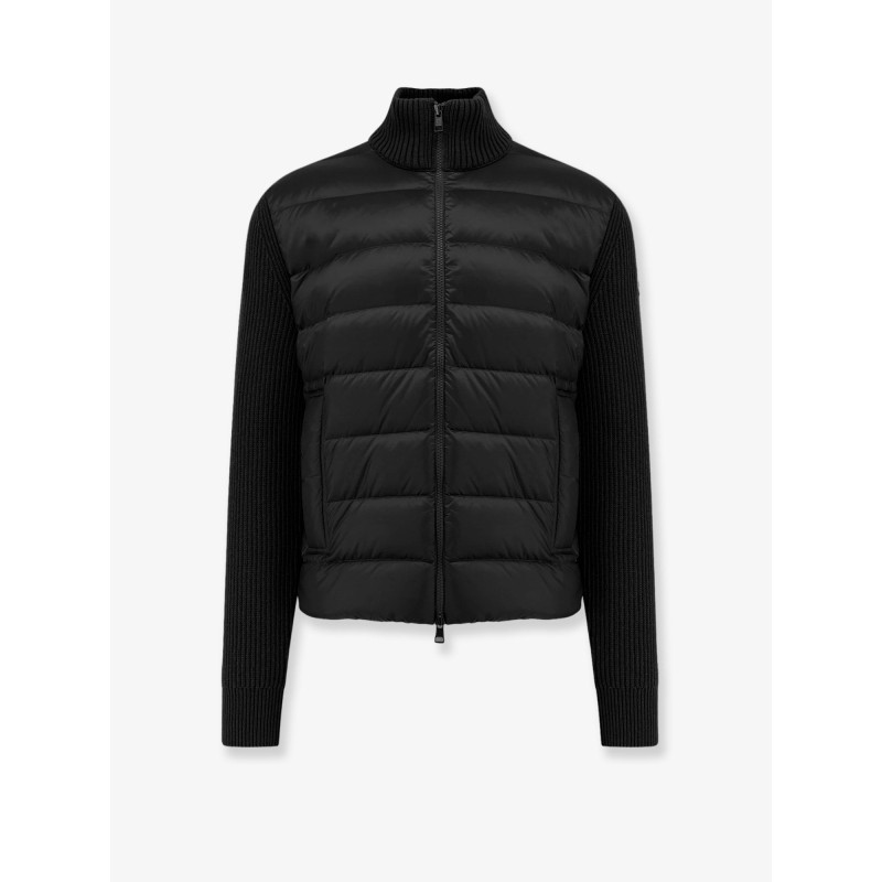 Nylon down jacket with wool and cashmere inserts