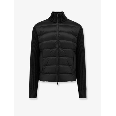 Nylon down jacket with wool and cashmere inserts
