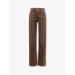 Brown washed boyfriend denim trousers