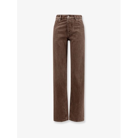 Brown washed boyfriend denim trousers
