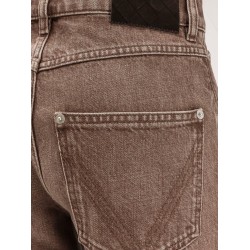Brown washed boyfriend denim trousers